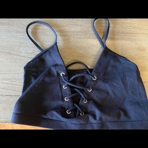 black tie up bralette